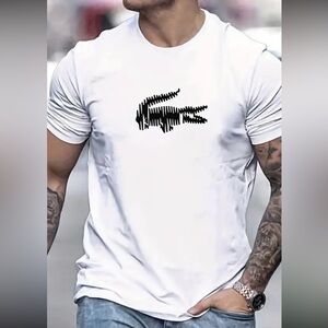 Mens novelty skeleton crocodile alligator T shirt Size XL black White